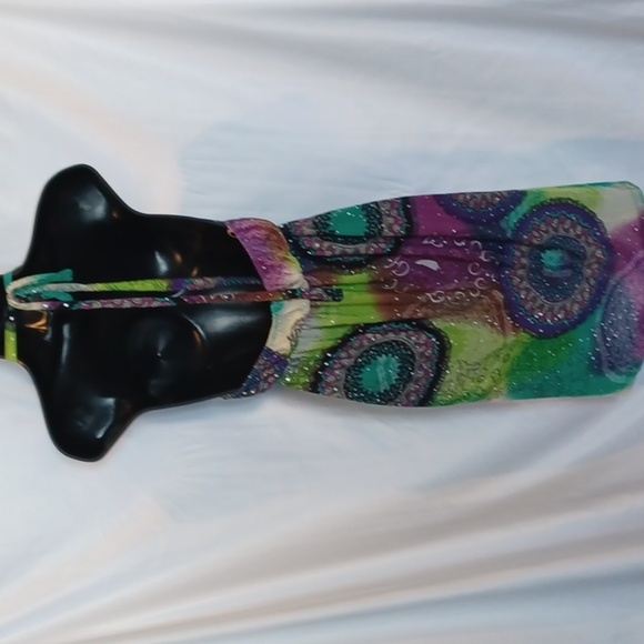 💜Cristinalove Purple Paisley Halter Neck Sleeveless Dress Large - Picture 4 of 6